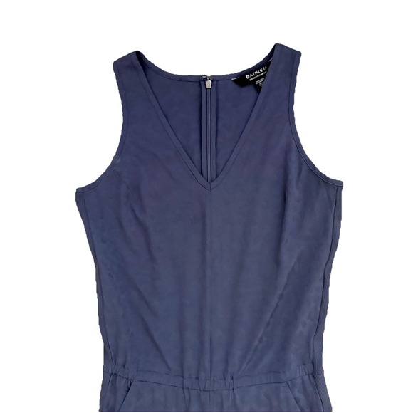 Athleta Brooklyn Jumpsuit Womens 2 Tall Blue Textured Animal Print Athleisure - Picture 3 of 10